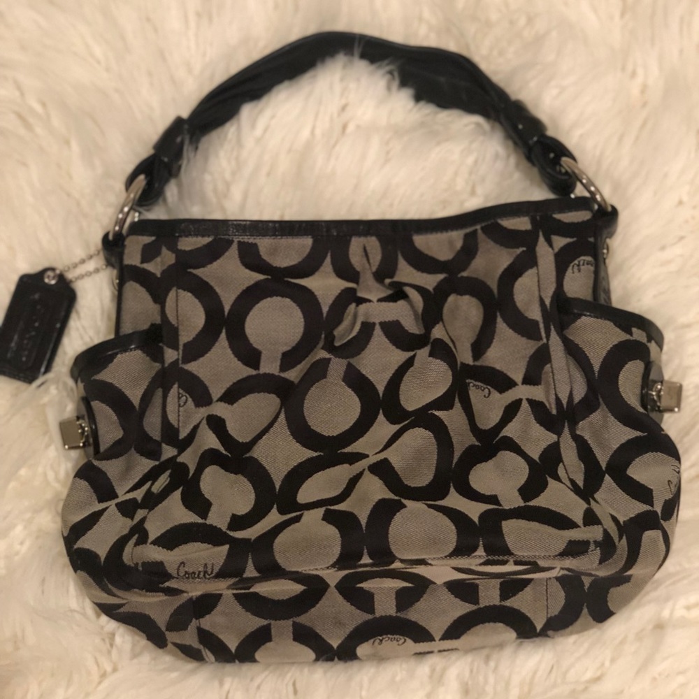 Coach Shoulder Bag Purse with Leather Strap Black